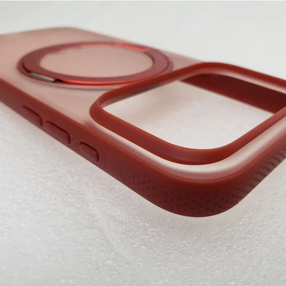 TORRAS Ostand Ring Magnetic Case with Stand for iPhone 17 Pro (Red / Metallic)